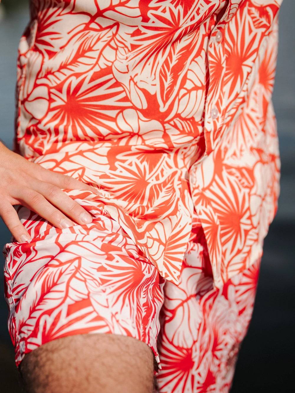 Badehose Hawaii - rot/weiß