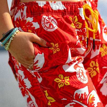 Badehose Hawaii - rot/bunt
