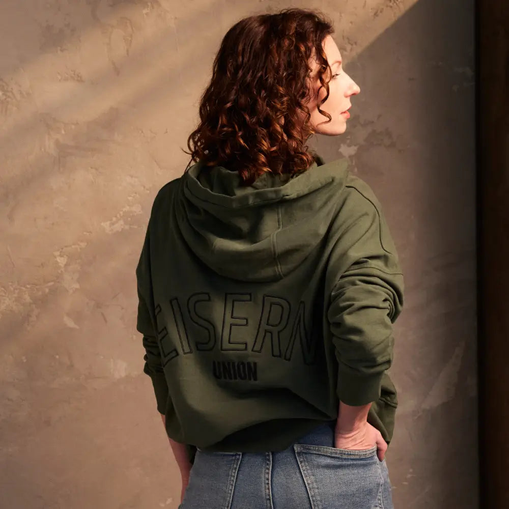 Frauen Kapuzenpullover Eisern Union oversized - grün