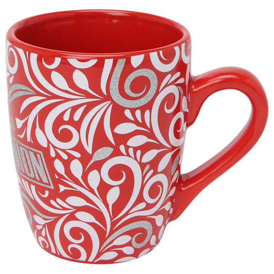 Tasse Logo Glitzer - rot/weiß