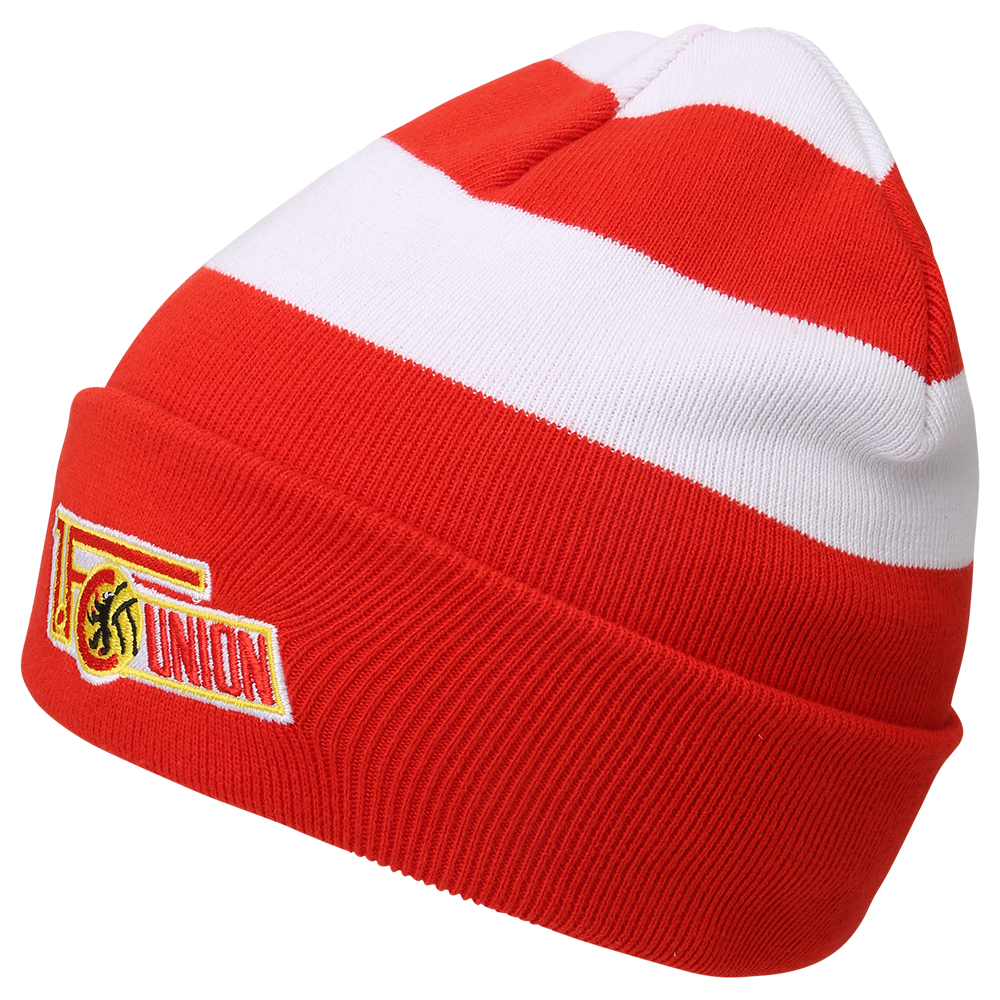 Beanie Logo Blockstreifen - rot/weiß