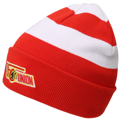 Beanie Logo Blockstreifen - rot/weiß