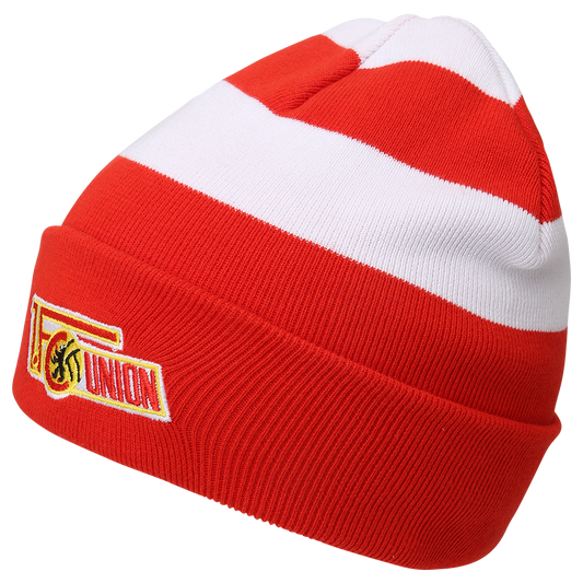 Beanie Logo Blockstreifen - rot/weiß