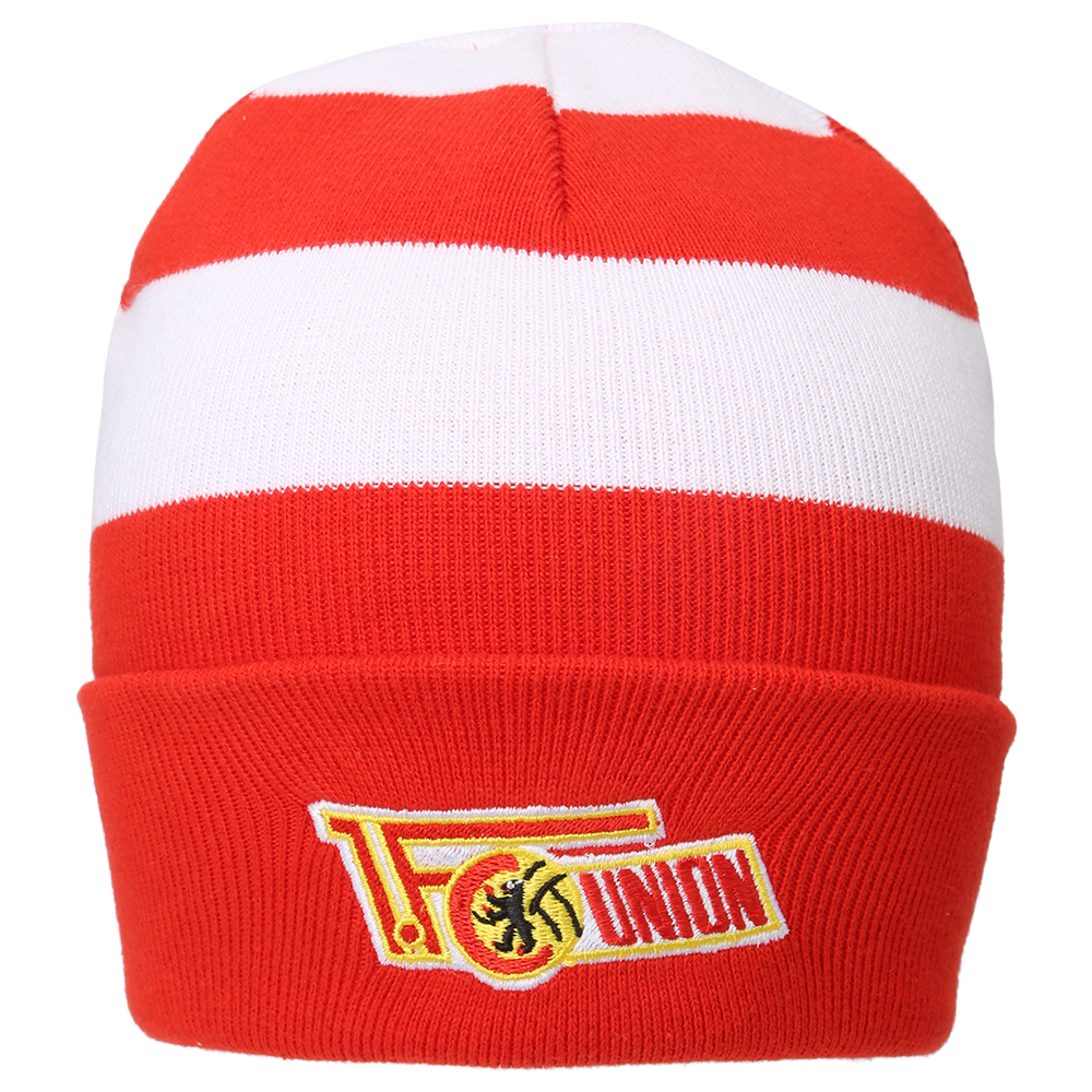 Beanie Logo Blockstreifen - rot/weiß