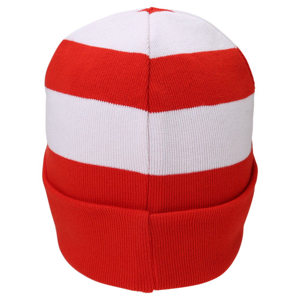 Kinder Beanie Logo Blockstreifen - rot/weiß