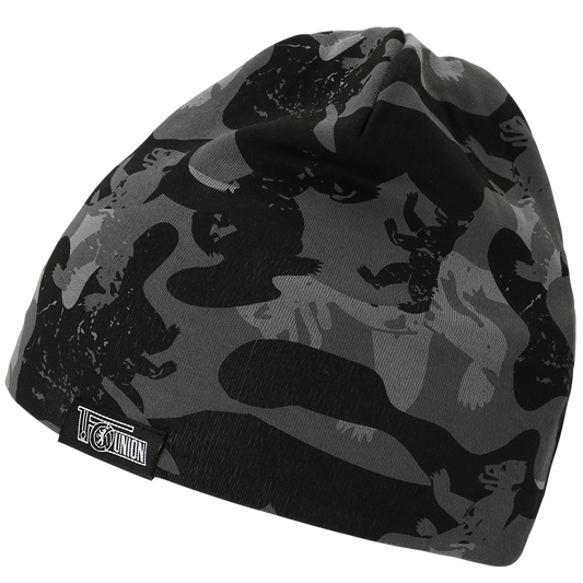 Kinder Beanie Camouflage - schwarz/grau