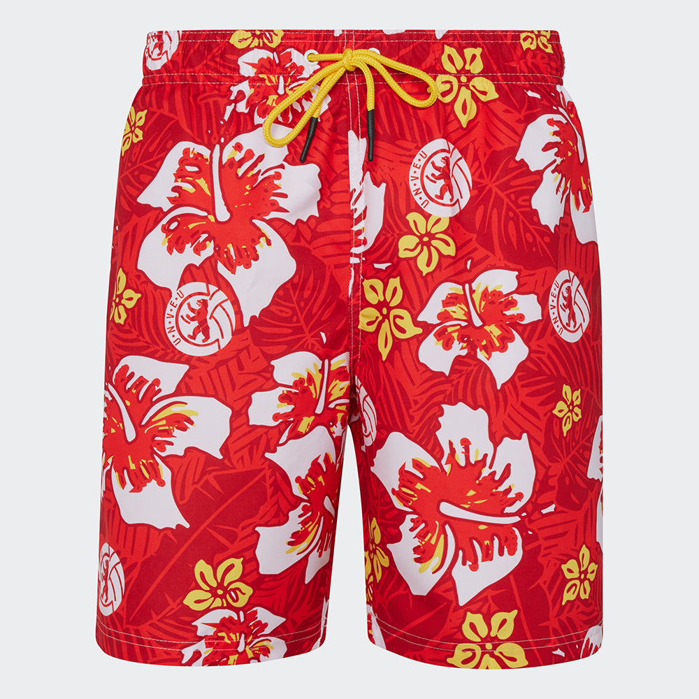 Badehose Hawaii - rot/bunt