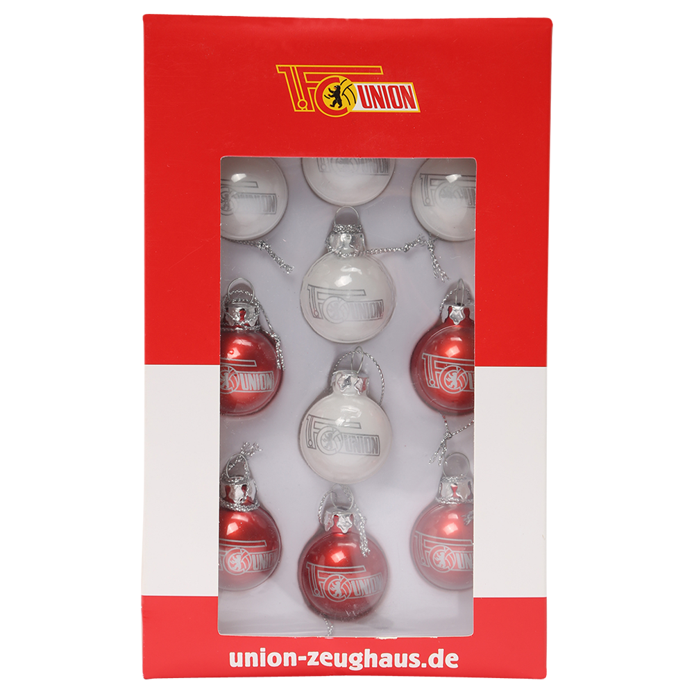 Mini Weihnachtskugel 10er-Set - rot/weiß