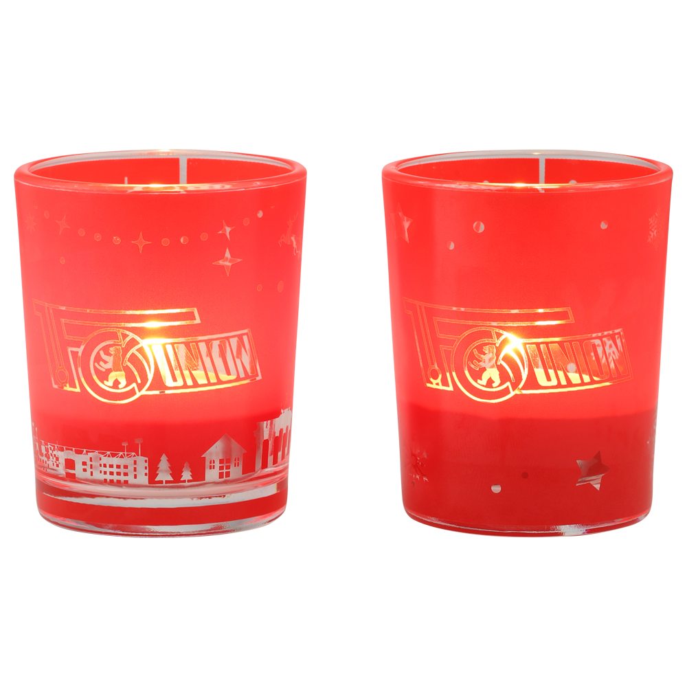 Teelichthalter Weihnachten 2er Set - rot