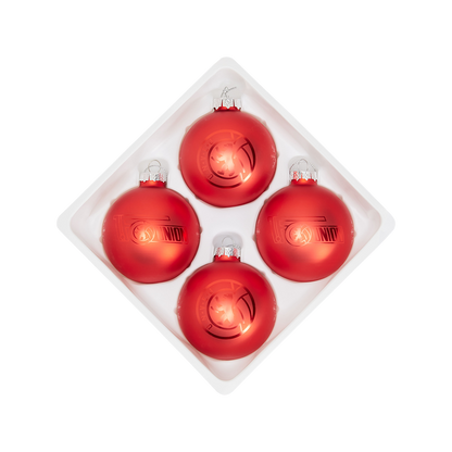 Weihnachtskugel Logo 4er Set - rot